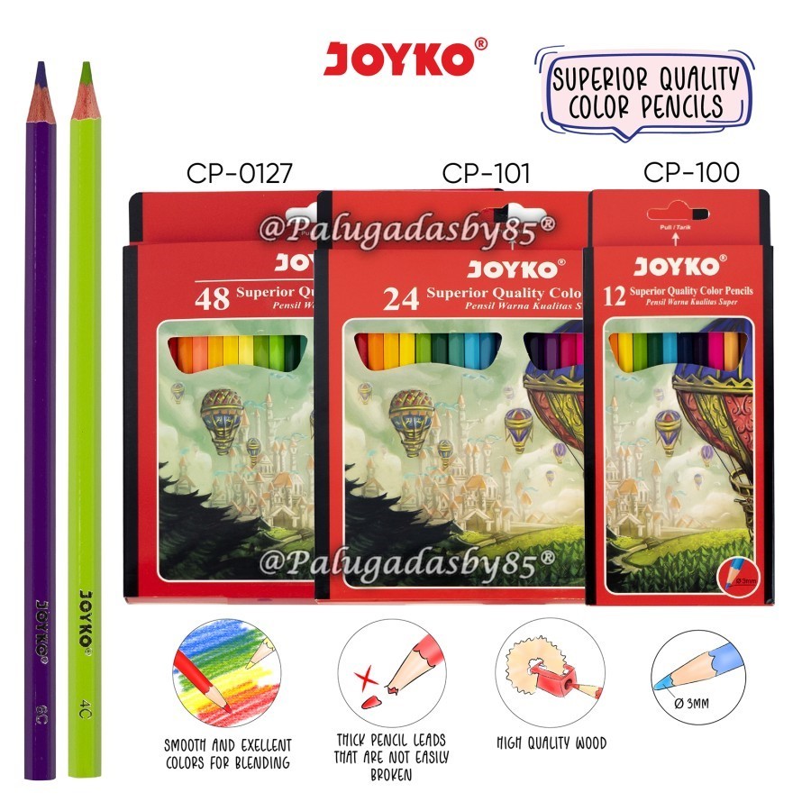 

(1 Set) Pensil Warna JOYKO CP-0127 48W Panjang / Joyko Pensil Warna Superior Quality Color Pencils Hexagonal Grip CP-100 / Pensil Warna Joyko Joyko CP-101