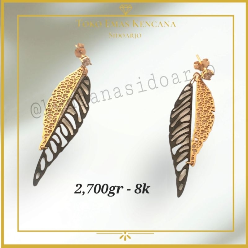 anting daun variasi black gold