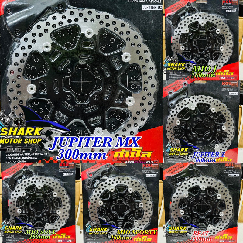 piringan disc depan 300mm dan 260mm BEAT-MIO SPORTY-MIO SOUL-MIO J-JUPITER Z-JUPITER MX Plus breket