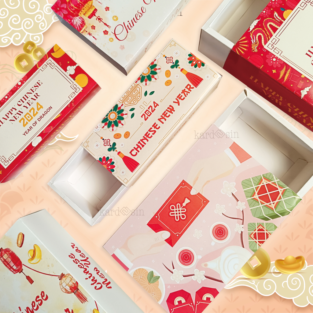 

IMLEK SLIDING BOX PACKAGING KEMASAN SLIDE GESER DUS KOTAK KUE COOKIES BOLU TOPLES RECTANGLE DRAWER SLIDER PAPER PACKING SLEEVE GIFT HAMPERS BINGKISAN PARCEL SOUVENIR JEWELRY SKINCARE SQUARE CHINESE NEW YEAR TAHUN BARU CINA CHINA ANGPAO LAMPION DOUBLE WALL