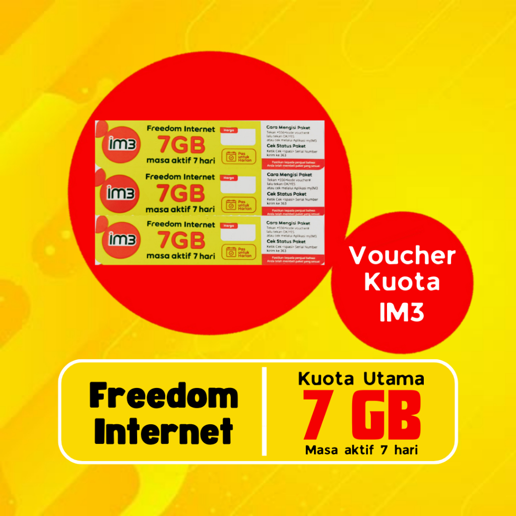 Voucher Ori Im3 Kuota 7GB 7Hari