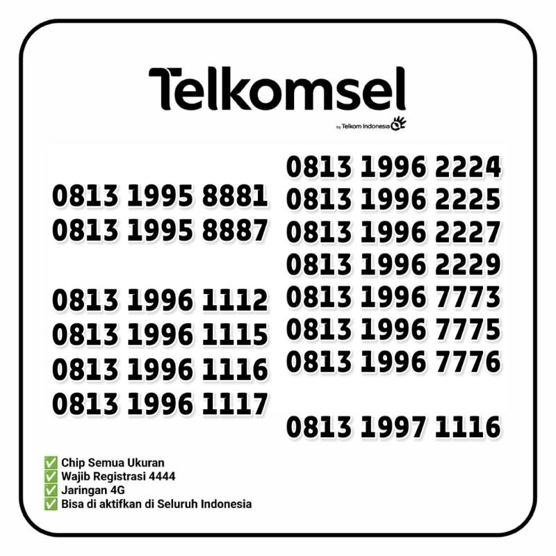 Nomor Cantik Simpati Tahun 1995 - 1996 - 1997 Ekor Triple-x