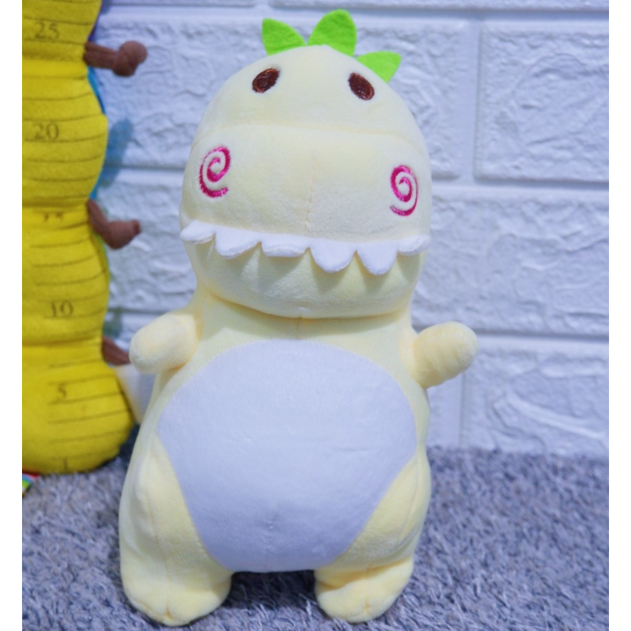 boneka Dino dinosaurus lembut kuning bahan miniso