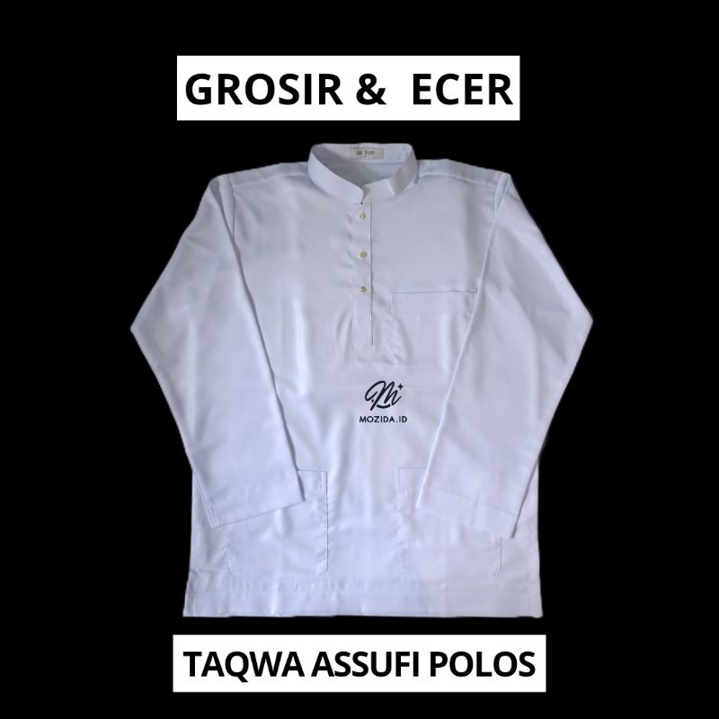 Baju Koko - As Sufi Polos - Lengan Panjang - Kancing 3 - AL KHIDMAH