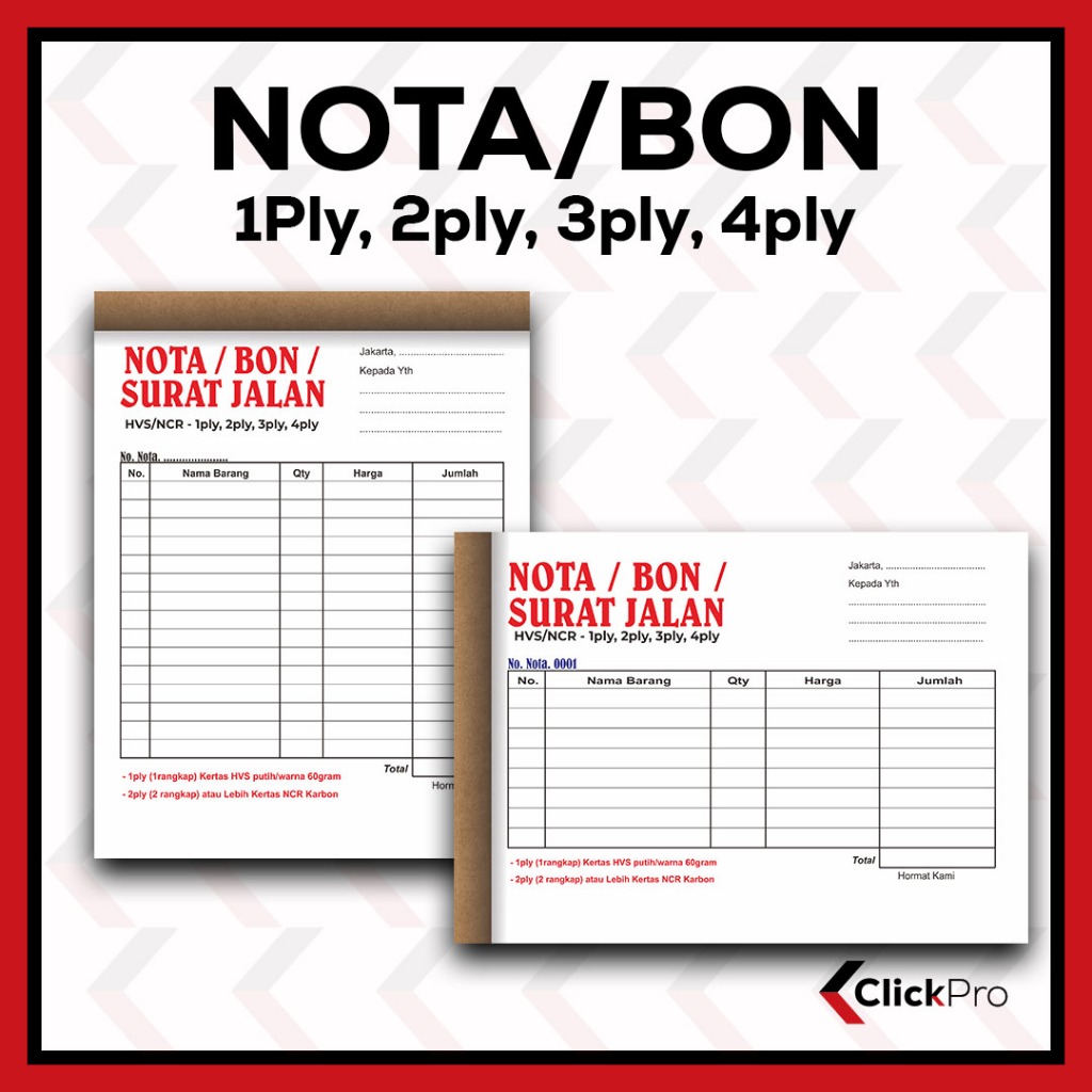 

NOTA / BON / SURAT JALAN COSTUME TANPA MINIMAL ORDER, UK.F4 (21,5X33cm)