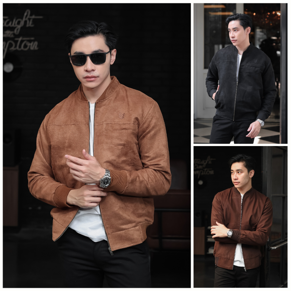 Jaket Bomber Suede Pria Delibra