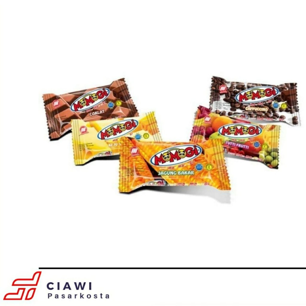 

Momogi Snack Rasa Keju/Coklat/Tutti fruity/ Capuccino/Jagung Bakar 8 gr - Capuccino 100pcs