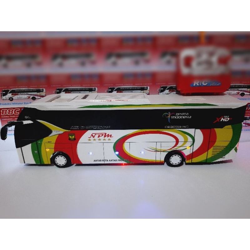 miniatur bus RC po NPM remote control DETIL RAPIH FULL TELOLET FULL STROBO FULL LED