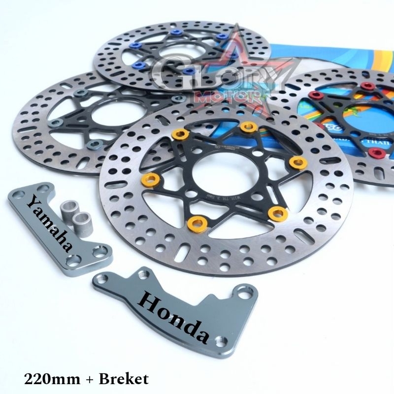 Disc Piringan Cakram Depan MODEL KTC [ 220mm + Breket ] BEAT / VARIO110 / VARIO125 / VARIO150 / SCOO