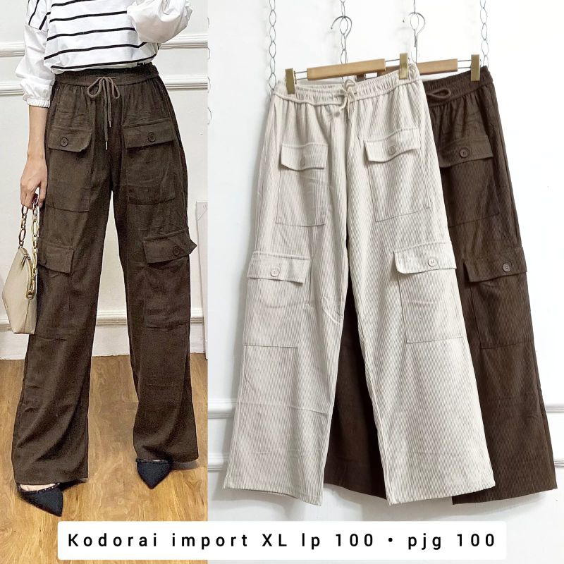 Celana Panjang wanita || Cargo new kulot kodorai pants