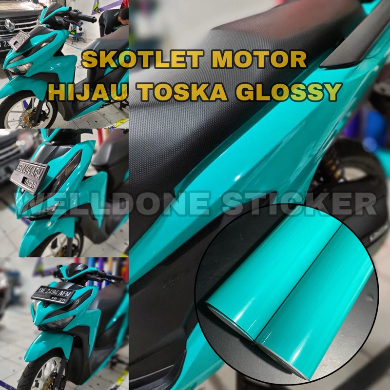 skotlet motor hijau tosca glossy stiker hijau pastel glossy