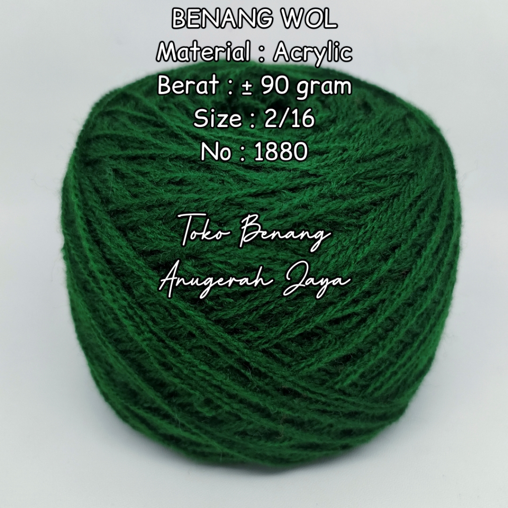 Benang Wol 90 gram No 1880 Hijau Botol