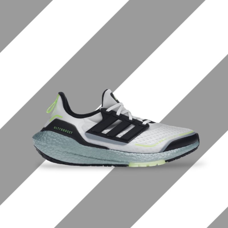Sepatu Lari Pria Adidas Ultraboost 21 Cold Rdy White Signal Green