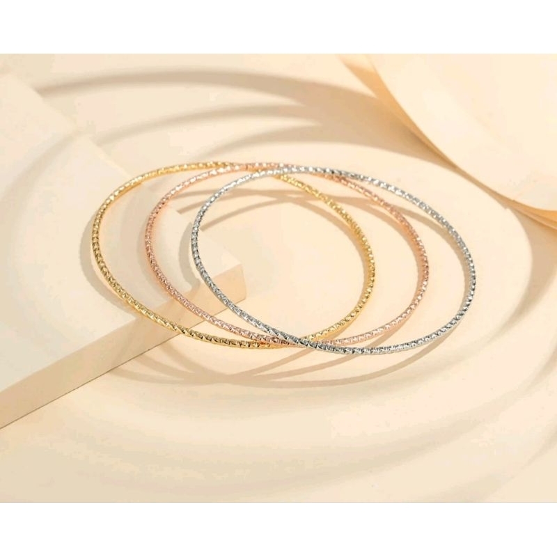 Gelang tangan keroncong lapis emas putih anti karat