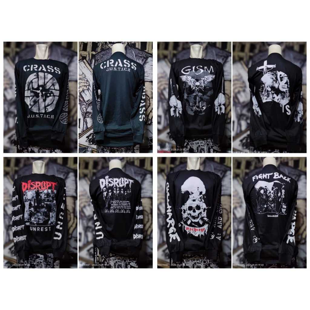kaos panjang band punk crass.kaos lengan panjang kaos band punk.kaos band musik.kaos pria panjang.ka