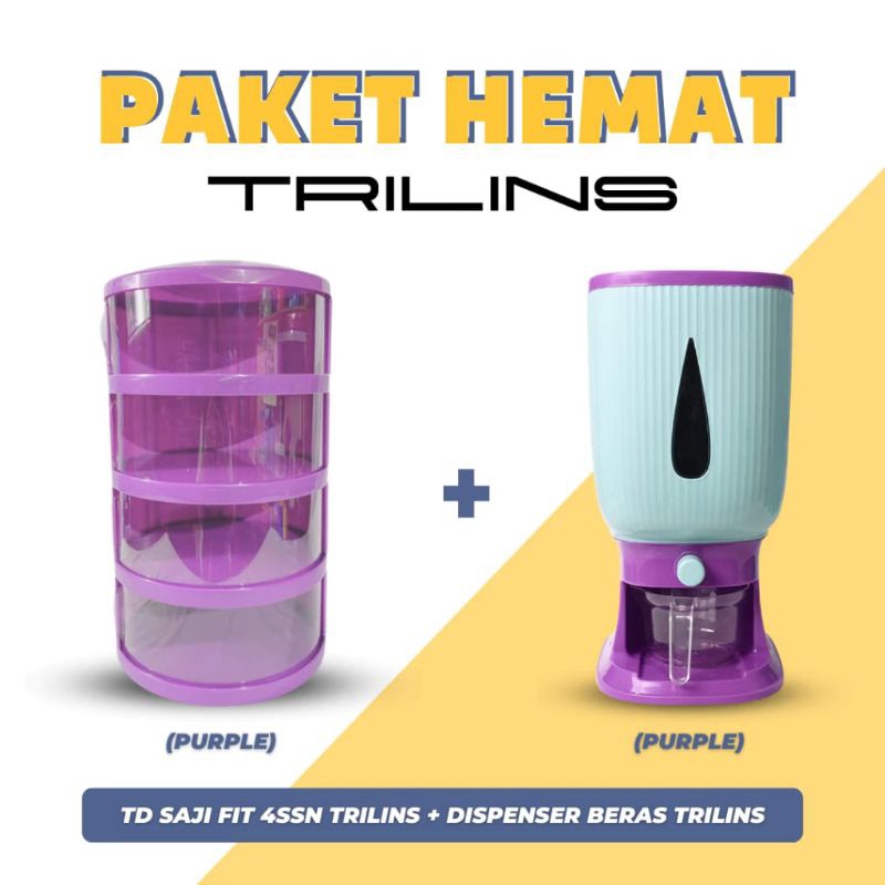 SET 2 IN1 TEMPAT BERAS DISPENSER BERAS DAN TUDUNG SAJI 4 SUSUN / PAKET BUNDLING