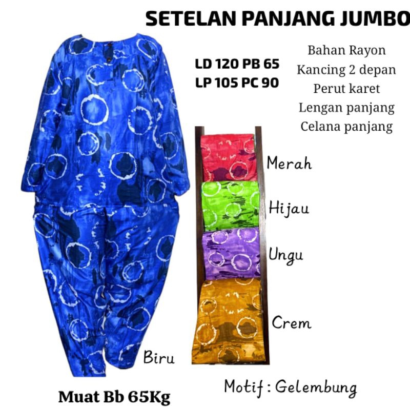 Setelan Piyama Baju Tidur Jumbo XXL Ld 120