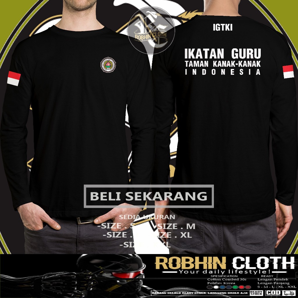 Kaos Baju IGTKI Ikatan Guru Taman Kanak-Kanak Indonesia Lengan panjang Kaos Distro
