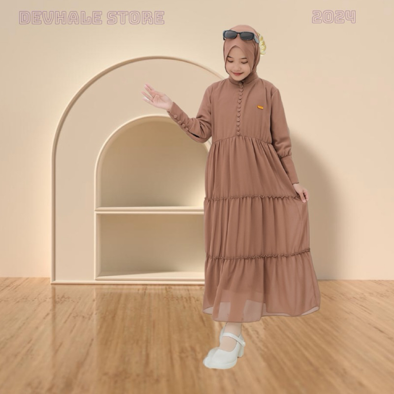 NABILA KIDS GAMIS ANAK SET HIJAB/Dress muslim anak tanggung kekinian/Gaun muslimah anak usia 6 - 14 