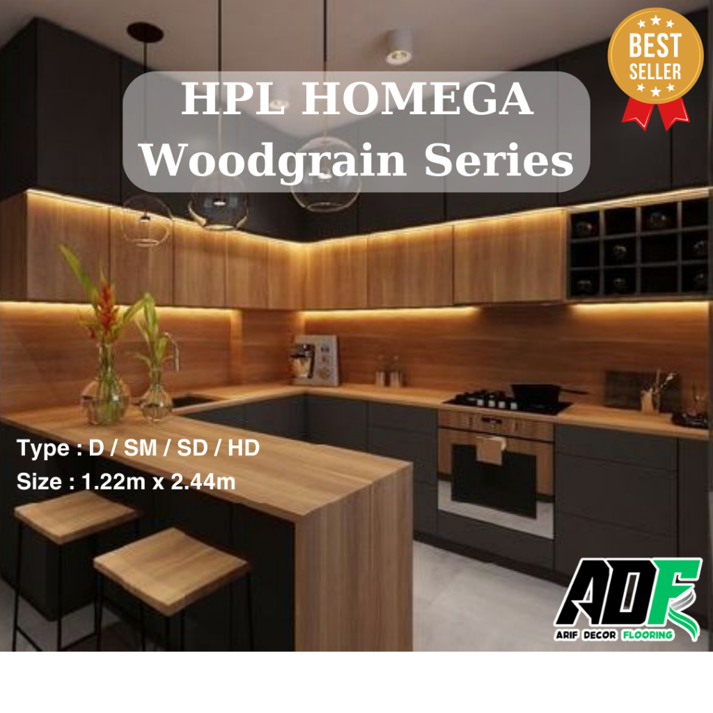 HPL HOMEGA WOODGRAIN SERIES Pelapis Kayu Triplek Furniture Meja Lemari Motif