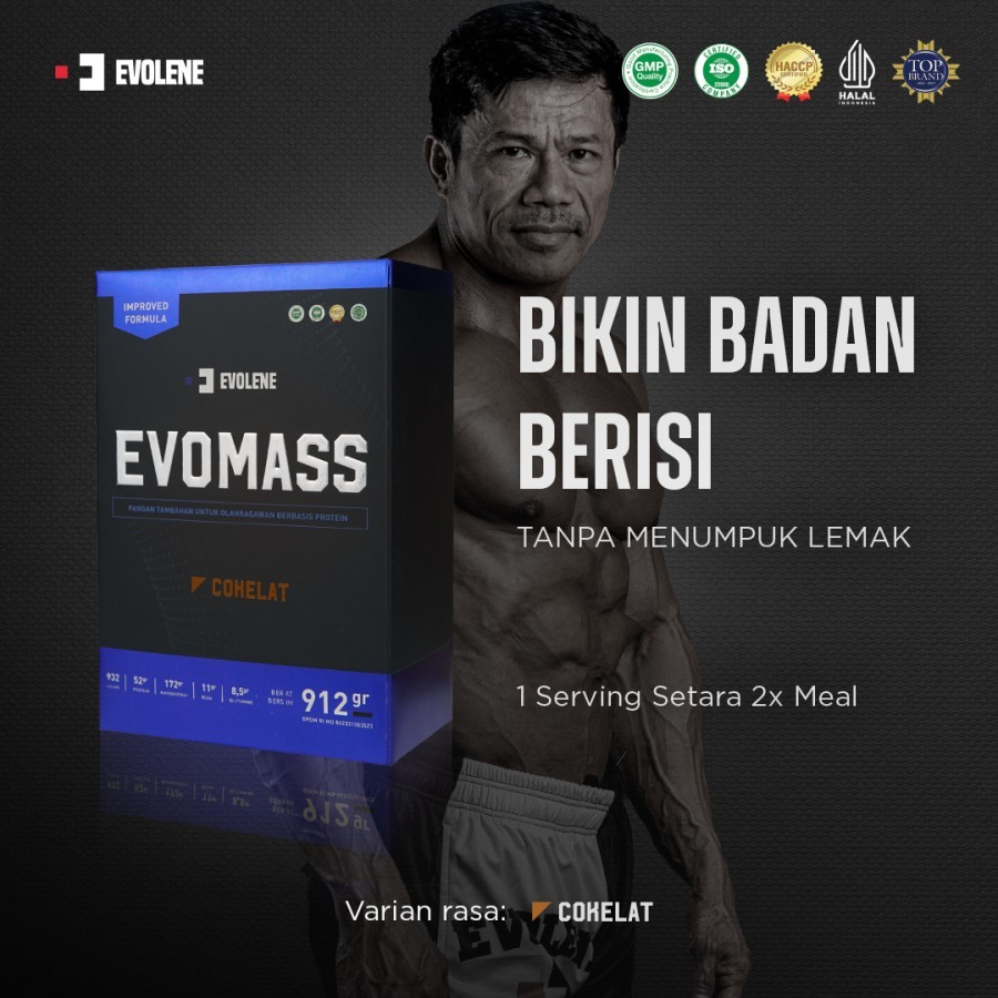 Evolene EvoMass Gainer 2 lbs Gainer BPOM all rasa