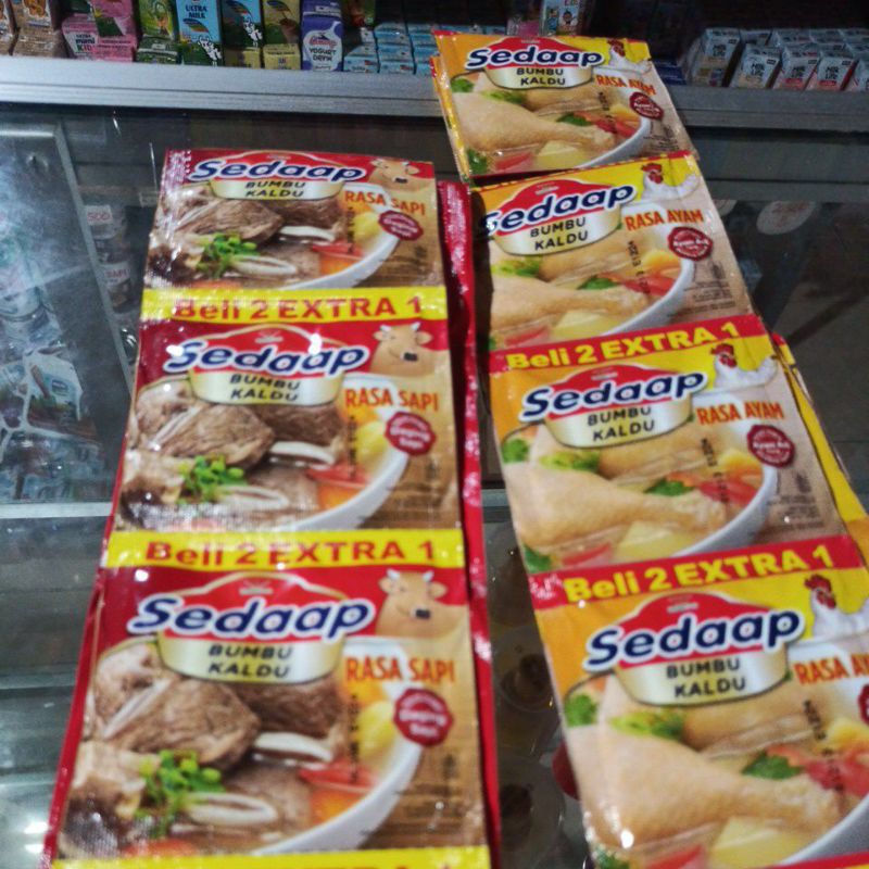 

sedaap bumbu kaldu beli 2 extra 1 (18 sashet)