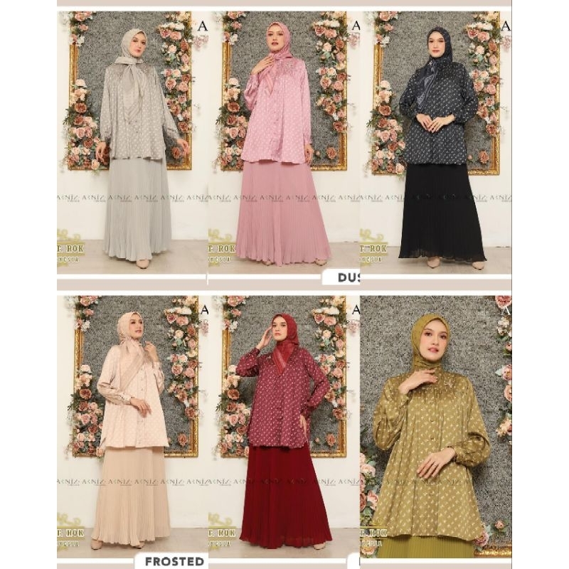Aulia Setelan Rok (Tunik+Rok Pleats+Scarve) by Arniz Collection