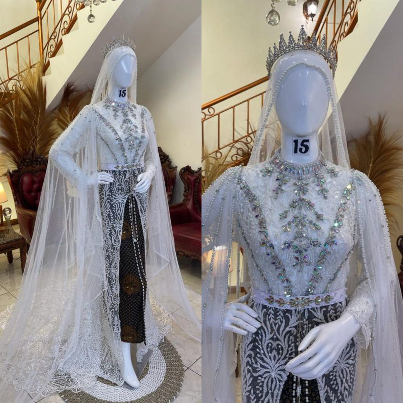 kebaya akad ekor panjang / kebaya akad nikah full payet