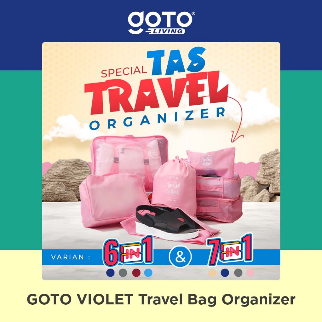Goto Violet Travel Bag Pouch Storage Organizer Set Tas Baju Traveling