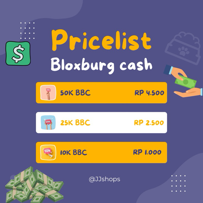 Bloxburg Cash TERMURAH 4.500 50K BBC