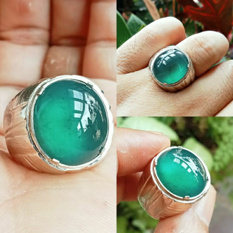 Batu Bacan Gulau Crystal High quality Ring Perak