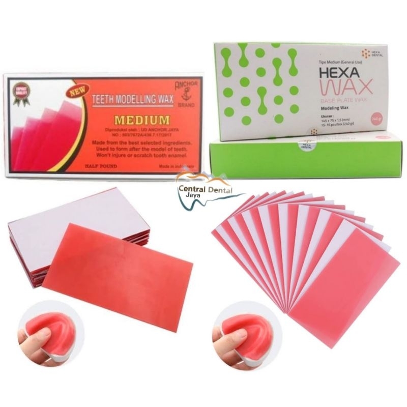 Dental Anchor Wax & Hexa Wax 1 box / Base Plate Wax / Teeth Modelling Wax / Lilin Malam Merah gigi p
