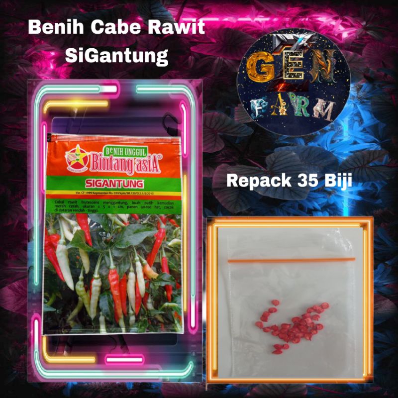 Benih Cabe Rawit SiGantung Bintang Asia Bibit Cabe Rawit SiGantung Repack 35 Biji Benih Cabai Pedas