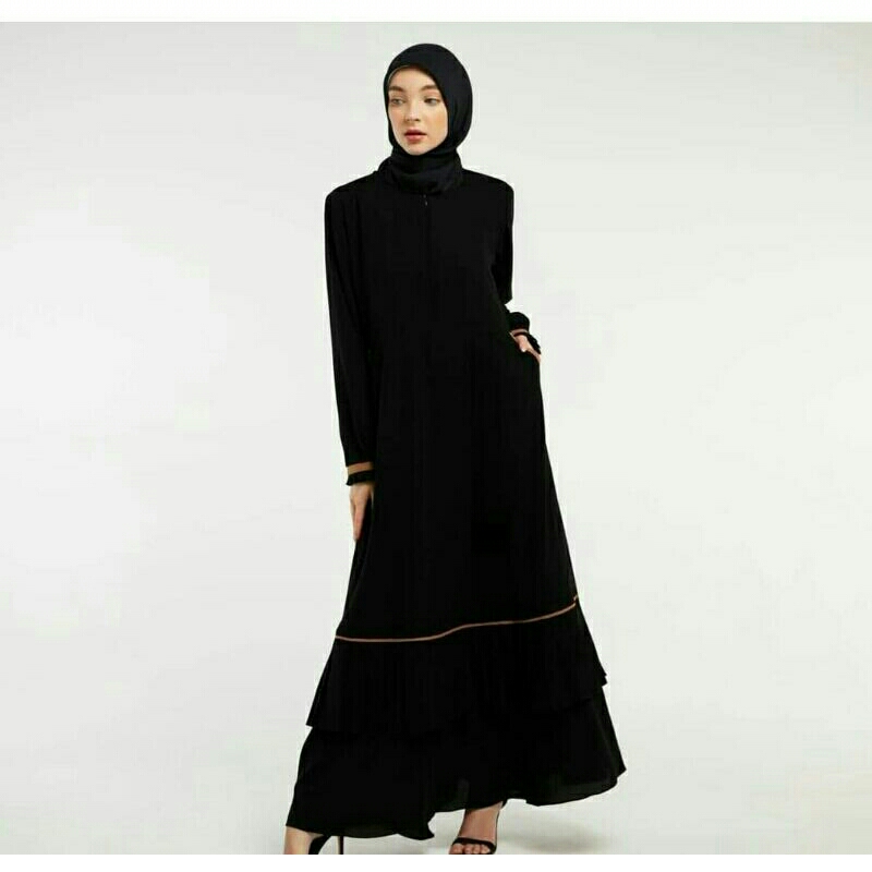 Dress hitam ORI by Hagia sofia gamis maxi wanita Bahan wolfis Ukuran size m l xl Ld 95 102 110 busui