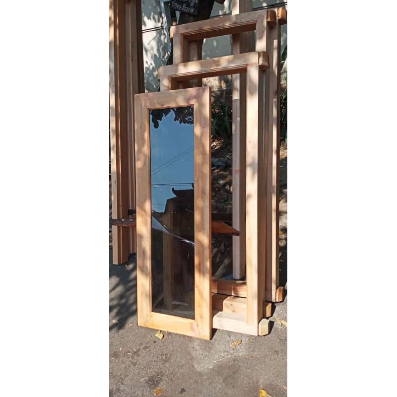 Kusen+Daun jendela kayu mahoni ukuran 140 x 50
