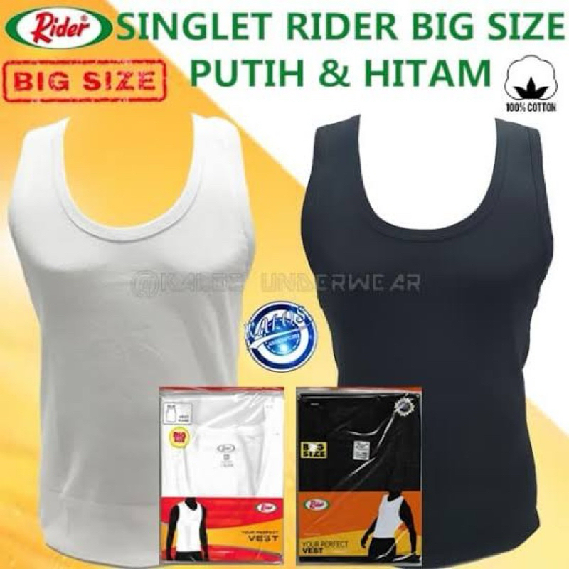 Kaos Singlet/Vest Kaos Kutungan Pria Rider Hitam Jumbo Size 5 XL