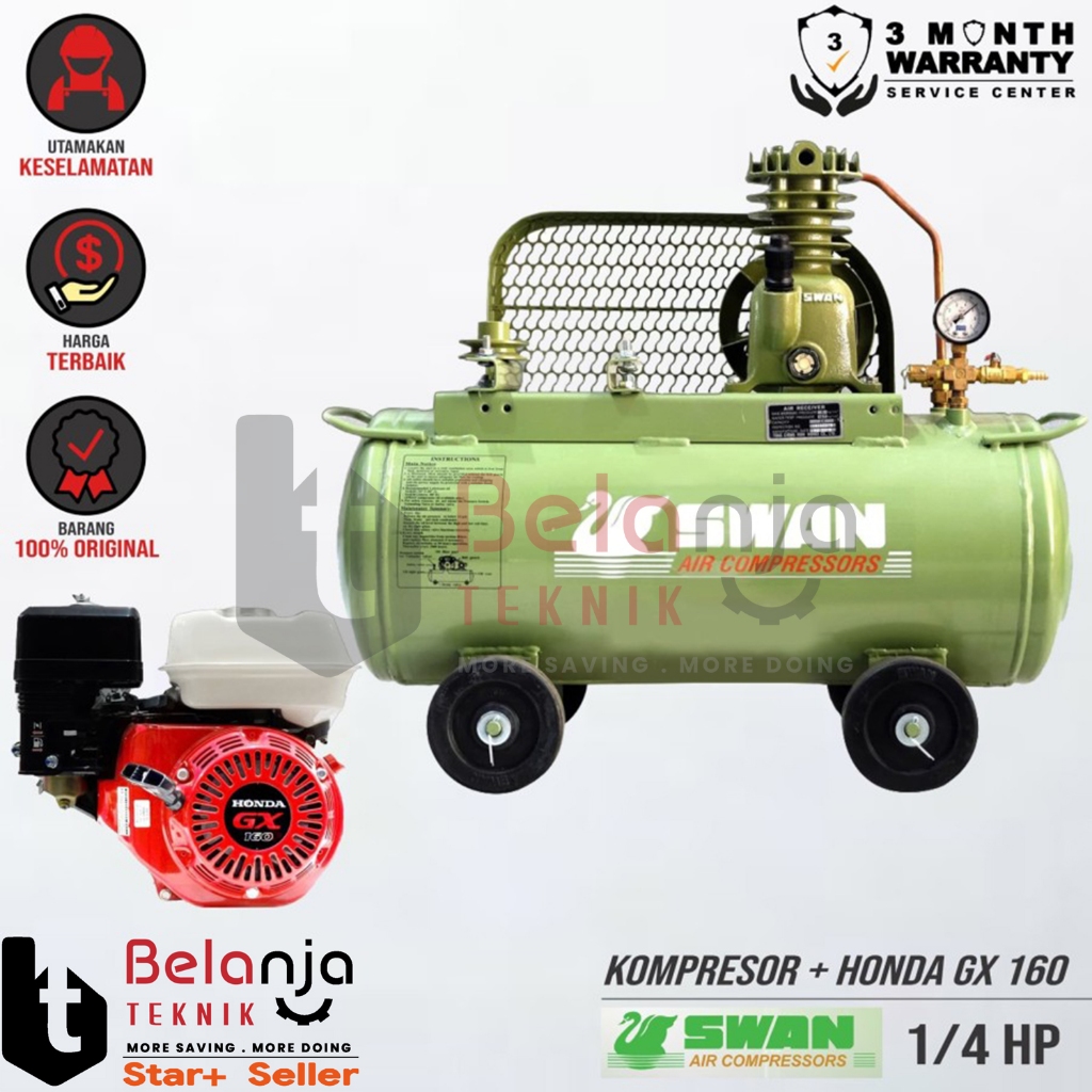 Swan Mesin Kompresor Angin 0.25 Hp Honda Gx 160 5.5 Hp Air Compressor