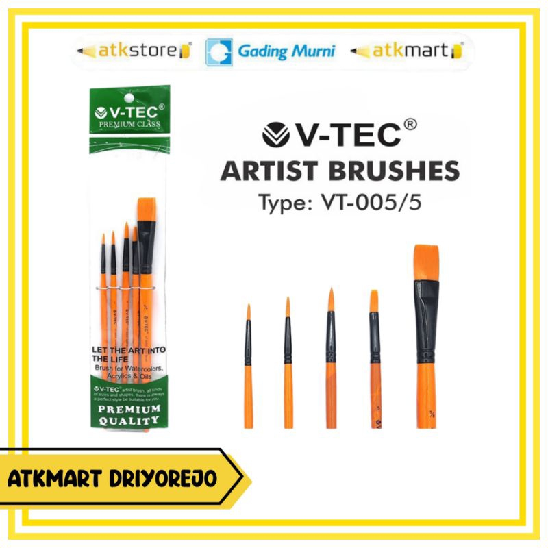 

V-TEC KUAS LUKIS SET TYPE VT-005/5 ISI 5 PCS - ARTIST BRUSH