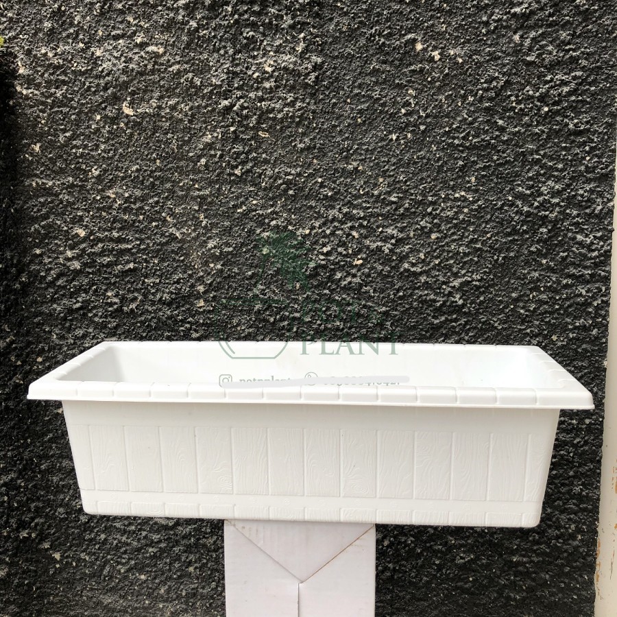 Pot Plastik Panjang 50 cm Motif Gentong Kayu - PUTIH