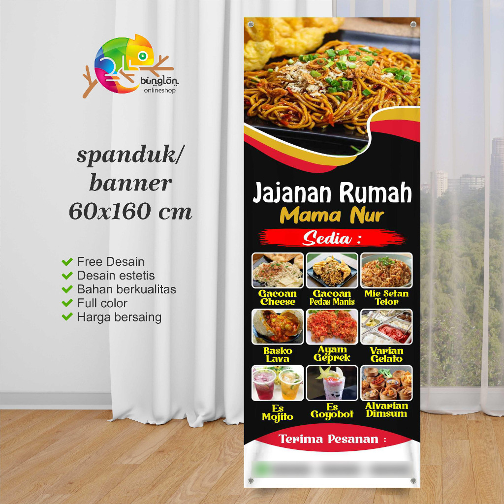 Spanduk Banner Aneka Jajanan Rumah Custom Desain