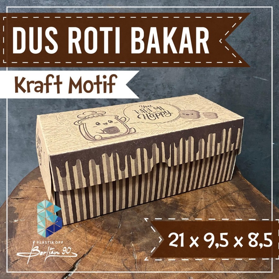 

Dus Kardus Kotak Roti Brownies Bakar Motif Terbaru Bahan Kraft Tebal Isi 50 pcs Uk 21 x 8,5 x 9,5 cm / Dus Snack roti bakar / dus donat / dus kue bolu
