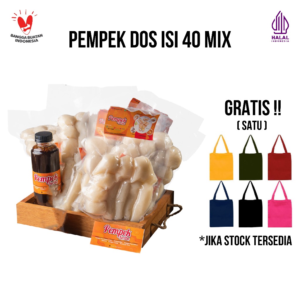 

Pempek Palembang Pempek Dos isi 40 mix ( GRATIS TOTE BAG )