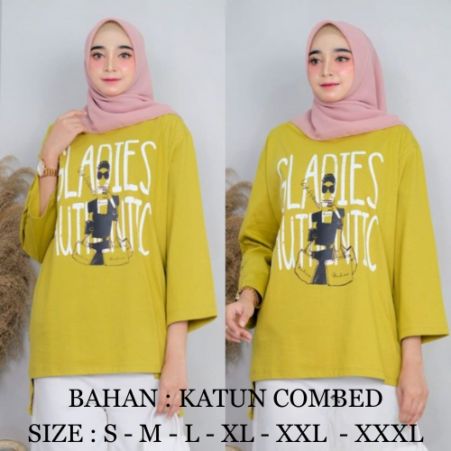 Blouse Wanita Adis Shirt BO Bahan Katun Combed Aplikasi Sablon Size M L XL XXL XXXL T shirt Oversize