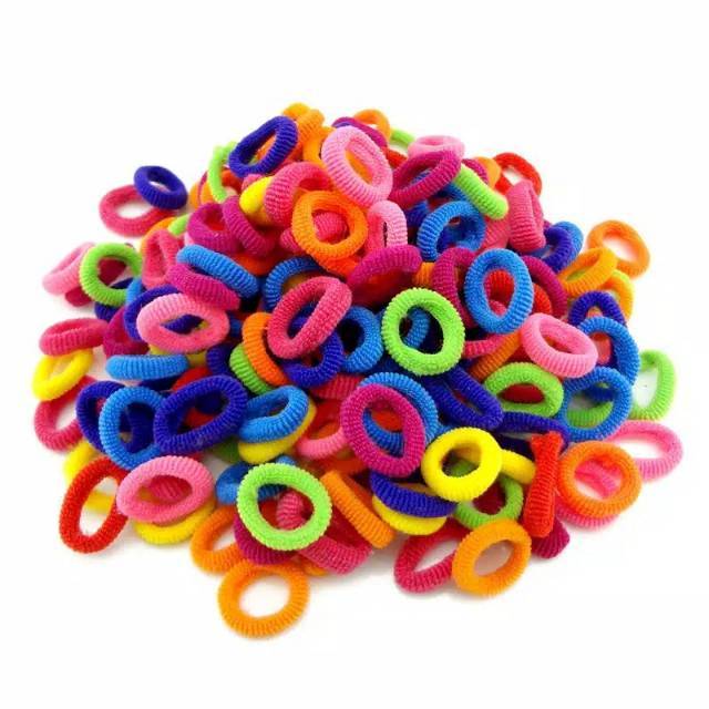 Ikat Karet Rambut Anak Korea Pouch 50pcs Donat / Kunciran rambut