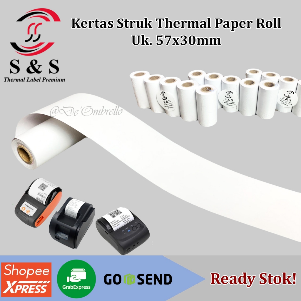 

KERTAS THERMAL PAPAER ROLL 57 X 30MM CETAK HITAM Premium Quality