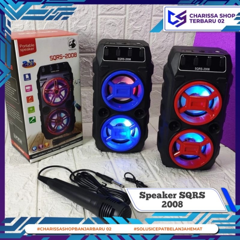 Speaker Bluetooth Kimiso SQRS / Speaker Bluetooth Bass Lampu Mikrofon / Speaker Portable