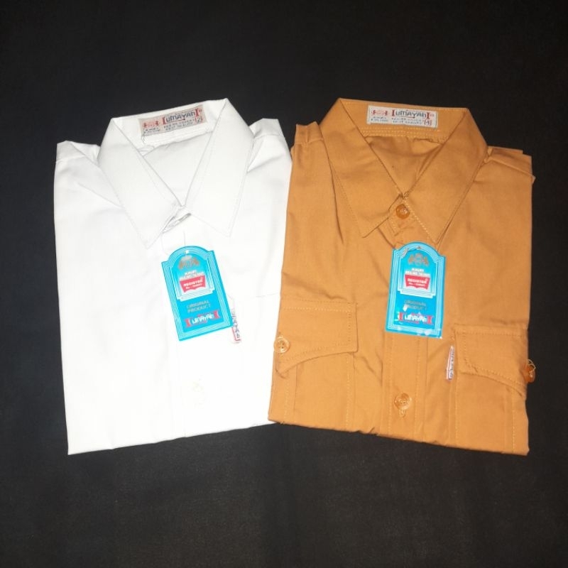 Seragam Sekolah Atasan Lengan Pendek Putih Pramuka Merk Lumayan