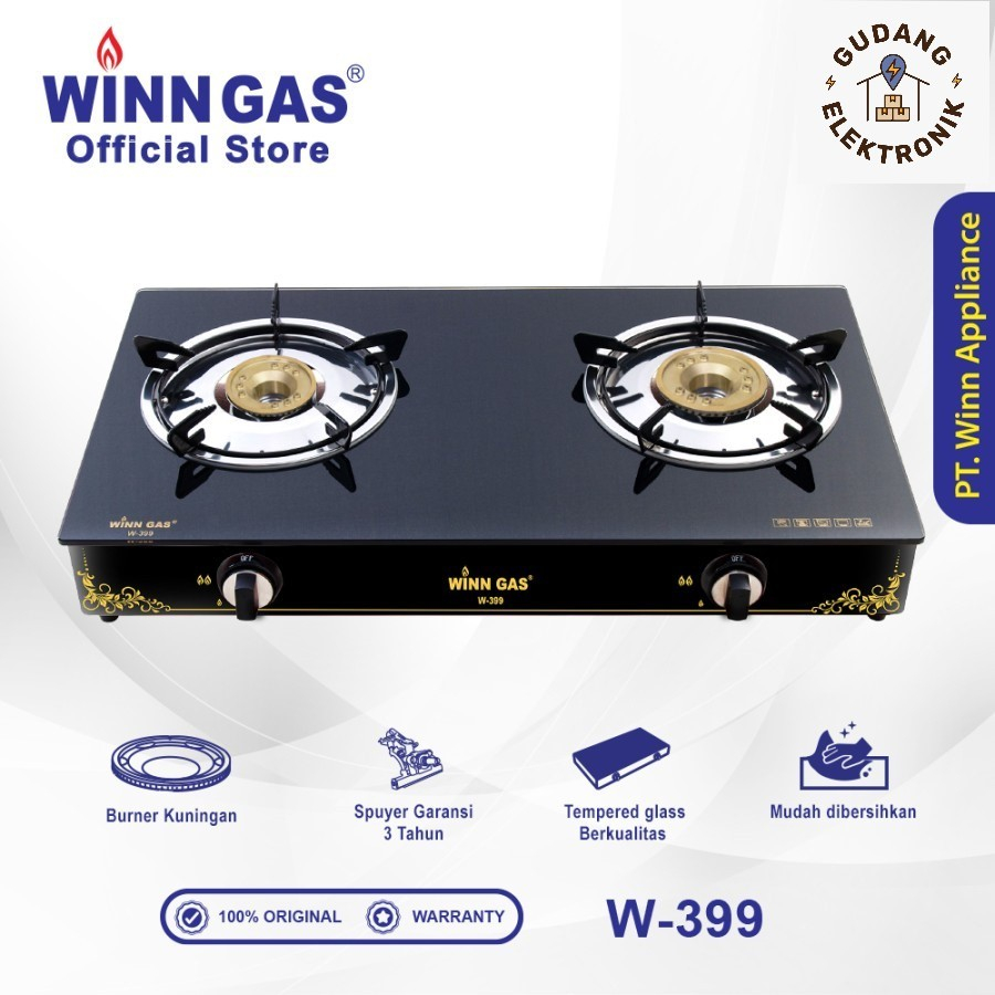 Kompor Gas Kaca 2 Tungku Winn Gas W-399