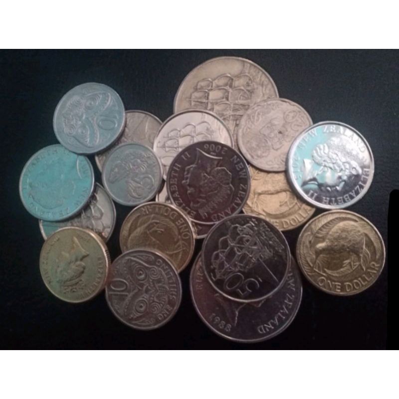 Selandia Baru koin 5 cent 10 cent 20 cent 50 cent &amp; 1 dollar New Zealand