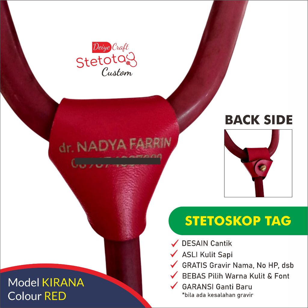 

STETOSKOP NAME TAG Dokter Bidan Perawat STETOTAG CUSTOM GRATIS GRAVIR NAMA (Model KIRANA)